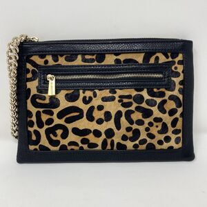 NWOT Express Leopard Calf Hair Small Wristlet Bag Gold Chain Y2K Style Glamour